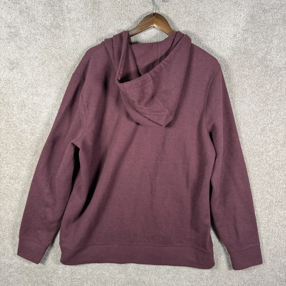 Banana Republic Hoodie Mens‎ XL Red Thermal Henley Pullover Kangaroo Pocket